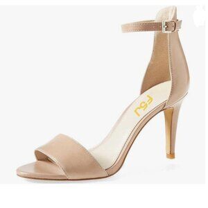 FSJ Beige Matte Comfy Open Toe Summer Sandal Ankle Strap High Heels Shoes
